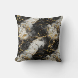 White, Gold and Black Luxury Marble Elegant クッション