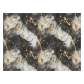 White, Gold and Black Luxury Marble Elegant テーブルクロス (正面(横))