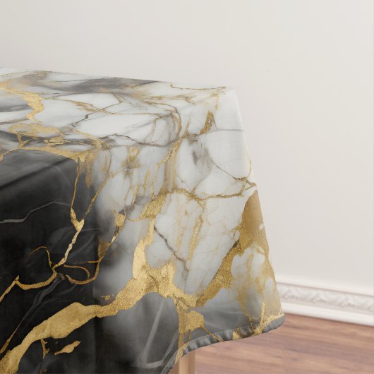 White, Gold and Black Luxury Marble Elegant テーブルクロス (インサイチュ)