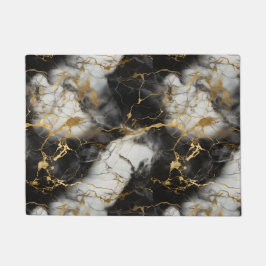 White, Gold and Black Luxury Marble Elegant ドアマット
