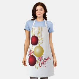 White, Gold and Red Christmas Party エプロン