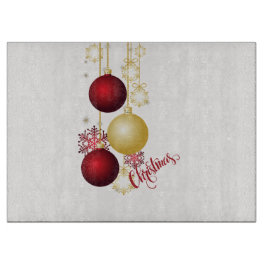 White, Gold and Red Christmas Party カッティングボード