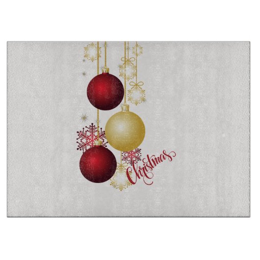 White, Gold and Red Christmas Party カッティングボード (正面)