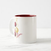 White, Gold and Red Christmas Party ツートーンマグカップ (正面左)