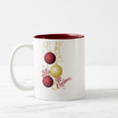 White, Gold and Red Christmas Party ツートーンマグカップ (左)