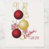 White, Gold and Red Christmas Party ワインラベル (シングルラベル)