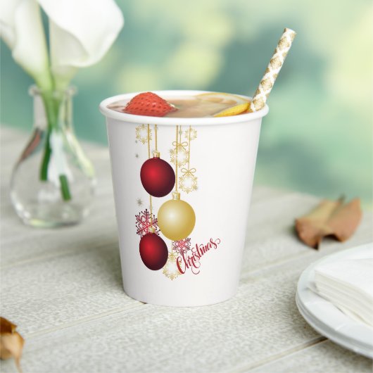 White, Gold and Red Christmas Party 紙コップ (インサイチュ)