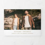 White Gold Arch Photo QR code Wedding 三つ折り招待状 (カバー)