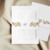 white & gold botanical frame monogram wedding 招待状ベリーバンド