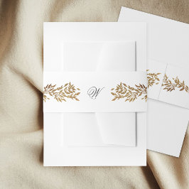 white & gold botanical frame monogram wedding 招待状ベリーバンド