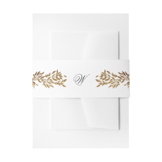 white & gold botanical frame monogram wedding 招待状ベリーバンド (正面例)