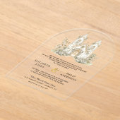 White Gold Catholic Church Wedding アクリル招待状 (レイダウン)