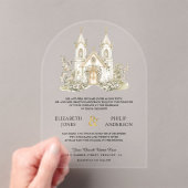White Gold Catholic Church Wedding アクリル招待状 (インサイチュ (ポータブル))