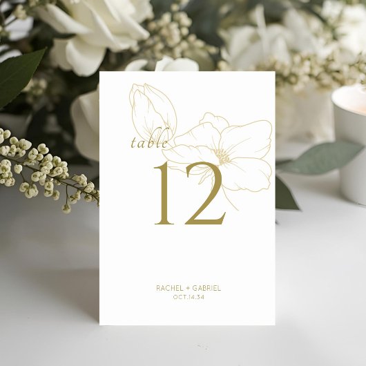 White & Gold | Chic Modern Floral Wedding  テーブルナンバー