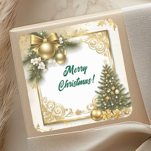 White Gold Christmas Vintage スクエアシール