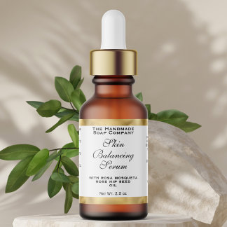 White & Gold Cosmetics Small Dropper Bottle Label  ラベル