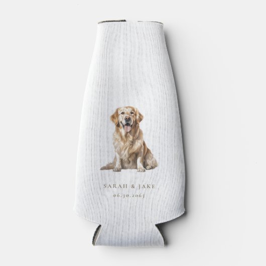 White & Gold Custom Pet Wedding  ボトルクーラー (正面)