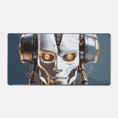 White Gold Cyborg Android Face Sci-Fi デスクマット (正面)