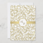 White & Gold Damask Wedding Invitation 招待状 (裏面)