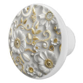 White Gold Decorative 3D Floral Elegant  セラミックノブ (右)