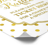 White Gold Dots Diaper Raffle Sign ポスター (角)