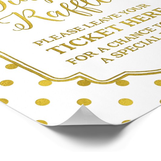 White Gold Dots Diaper Raffle Sign ポスター (角)