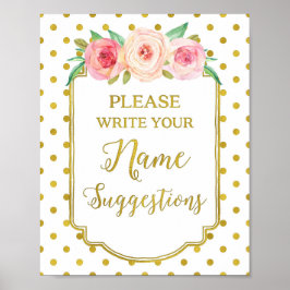 White Gold Dots Name Suggestions Sign ポスター