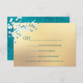 White Gold Elegant Floral 出欠カード (正面/裏面)