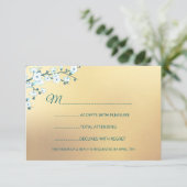 White Gold Elegant Floral 出欠カード (スタンド正面)