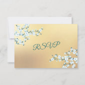 White Gold Elegant Floral 出欠カード (裏面)