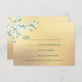 White Gold Elegant Floral 出欠カード (正面/裏面)