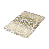 White & Gold Floral Damasks Pattern バスマット (アングル)