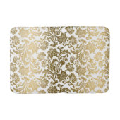 White & Gold Floral Damasks Pattern バスマット (正面)