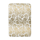 White & Gold Floral Damasks Pattern バスマット (正面縦)