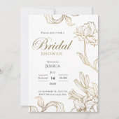 White Gold Floral Elegant Bridal Shower Invitation 招待状 (正面)