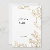 White Gold Floral Elegant Bridal Shower Invitation 招待状 (裏面)