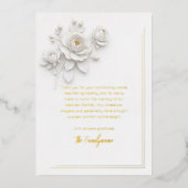 White & Gold Floral Sympathy Thank You Foil Card 箔招待状 (正面)