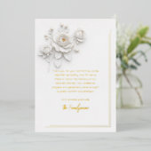 White & Gold Floral Sympathy Thank You Foil Card 箔招待状 (立ち正面)