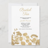 White gold flower bridal tea party Bridal Shower  招待状 (正面)