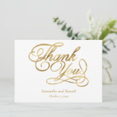 White Gold Foil Calligraphy Formal Thank You Card サンキューカード (スタンド正面)