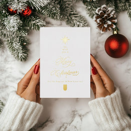 White Gold Foil Christmas Card 箔シーズンカード