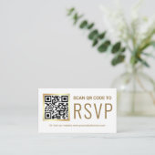 White Gold Foil QR Code RSVP Wedding Website エンクロージャーカード (スタンド正面)