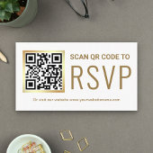 White Gold Foil QR Code RSVP Wedding Website エンクロージャーカード