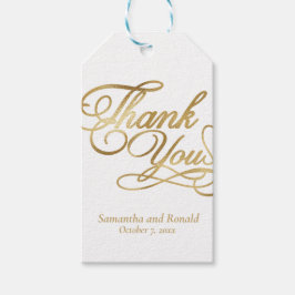 White & Gold Foil Thank You Calligraphy Wedding ギフトタグ
