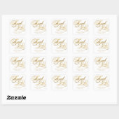 White & Gold Foil Thank You Calligraphy Wedding スクエアシール (シート)