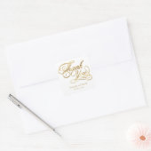 White & Gold Foil Thank You Calligraphy Wedding スクエアシール (封筒)