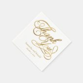 White & Gold Foil Thank You Calligraphy Wedding スタンダードカクテルナプキン (角)