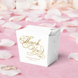 White & Gold Foil Thank You Calligraphy Wedding フェイバーボックス