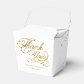 White & Gold Foil Thank You Calligraphy Wedding フェイバーボックス (正面サイド)
