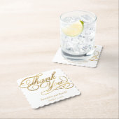 White & Gold Foil Thank You Calligraphy Wedding ペーパーコースター (インサイチュ)